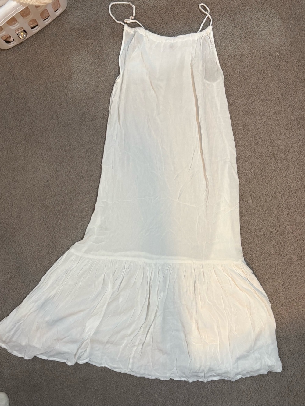White Lightweight Maxi Dress with Spaghetti Straps - Size S